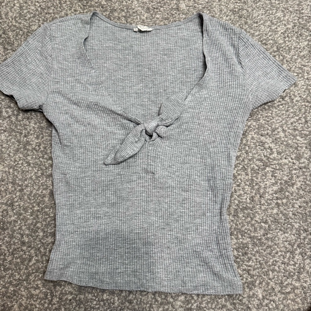GarageGray Ribbed Tie-Front Top - final sale